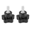 ZOROOM M6 x 15mm Male Thread Screw Star Head Locking Screw Handle Black 2 Pcs.