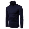 Autumn Winter Mens Thin Thermal T-shirt Simple Men's Half-collar Bottoming Slim Warm Cotton High-necked Long-sleeved T-shirt. 