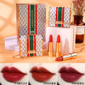 Douyin Lin makeup, three-color stripes, velvet, twilight, leather bag, lipstick set, three-pack bag, bag set, box delivery. 