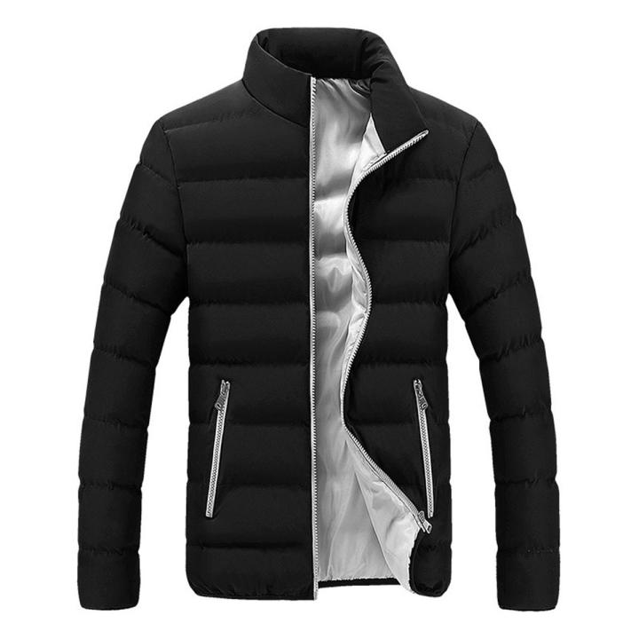 Men's Solid Color Stand-collar Cotton-padded Jacket Short Padded Jacket Mens Outing Riding Climbing Warm Coats