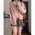 Deeptown Vintage Y2k Pink Suede Jacket Women Korean Fashion Streetwear Cropped Bomber Jackets Japanese Style College Spring Coat.