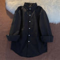 women's fashion all-match pocket linen shirt.