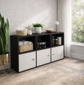 RK Engineered Wood 6 Layers Bookshelf Storage Cabinet Organizer Shelf Horizontal Multi Storage Space Wooden Rack Display Shelf With Drawers.Size: L36XH24X10.