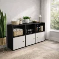 RK Engineered Wood 6 Layers Bookshelf Storage Cabinet Organizer Shelf Horizontal Multi Storage Space Wooden Rack Display Shelf With Drawers.Size: L36XH24X10.