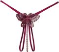 Women's  Lace G-String Thongs with Pearls - Transparent Nylon/Spandex Lingerie, One Size. 
