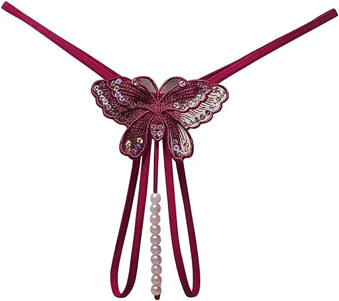 Women's%20%20Lace%20G-String%20Thongs%20with%20Pearls%20-%20Transparent%20Nylon/Spandex%20Lingerie,%20One%20Size%20-%20Image%203