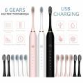 【New arrival】 Powerful Ultraonic onic Electric Toothbruh UB Charge Rechargeable Tooth Bruhe Wahable Electronic Whitening Teeth Bruh with 6 Mode Waterproof 4*Replacement Bruhhead.