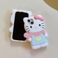 Sanrio Hello Kitty 3D Stereoscopic Phone Case For IPhone 15 14 13 12 11 Pro Max XR XS Kuromi Melody Silicone Soft Back Cover Y2K. 