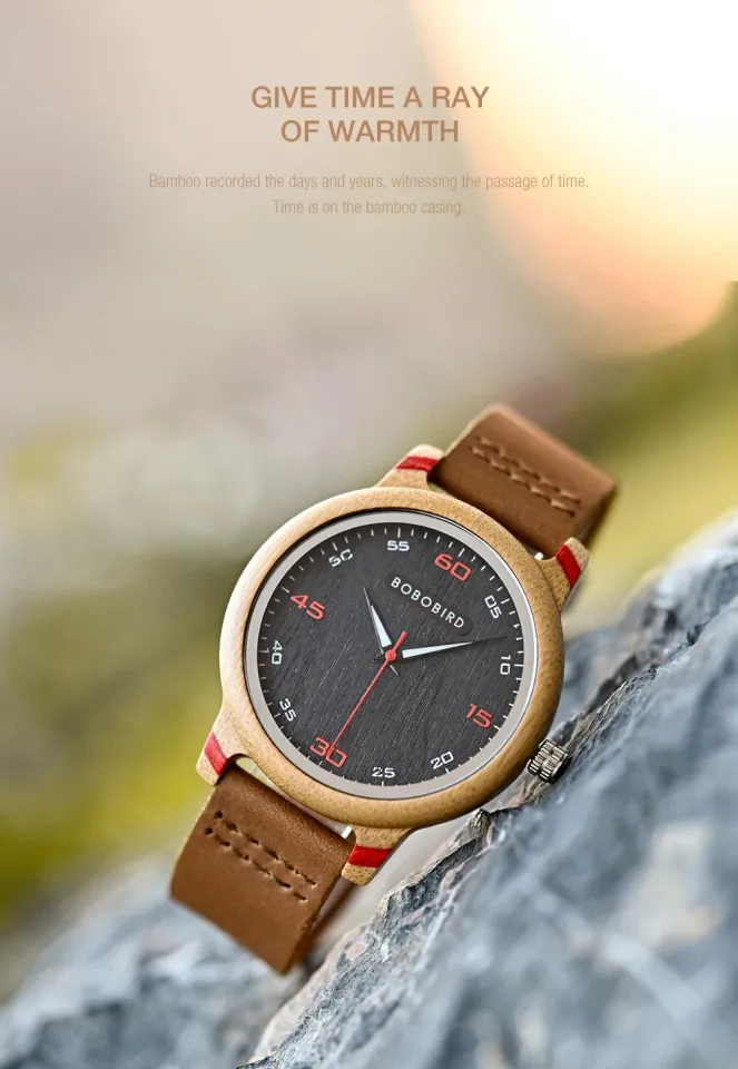 BOBOBIRD Bamboo Wood Watch Couple Quartz Watches Timepiece Unisex