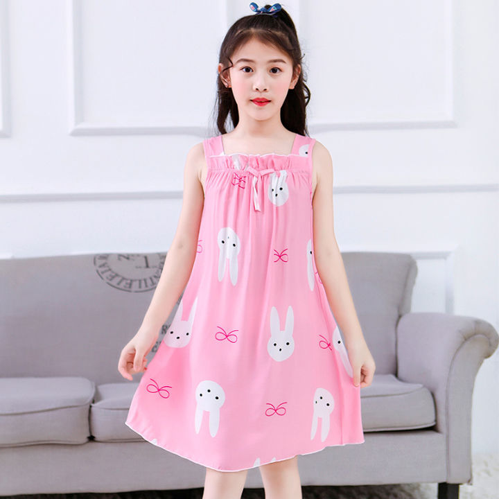 Children's%20Clothes%20Cotton%20Silk%20Pajamas%20Girl's%20Summer%20Pajama%20Skirt%20Little%20Girl%20Sling%20Princess%20Dress%20-%20Image%206