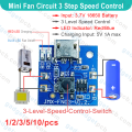 Mini Rechargeable Fan Circuit 3 Step Fan Speed Control & LED Light Controler Replacement Parts for Battery 3.7V 4.2V Mini Rechargeable Fan.