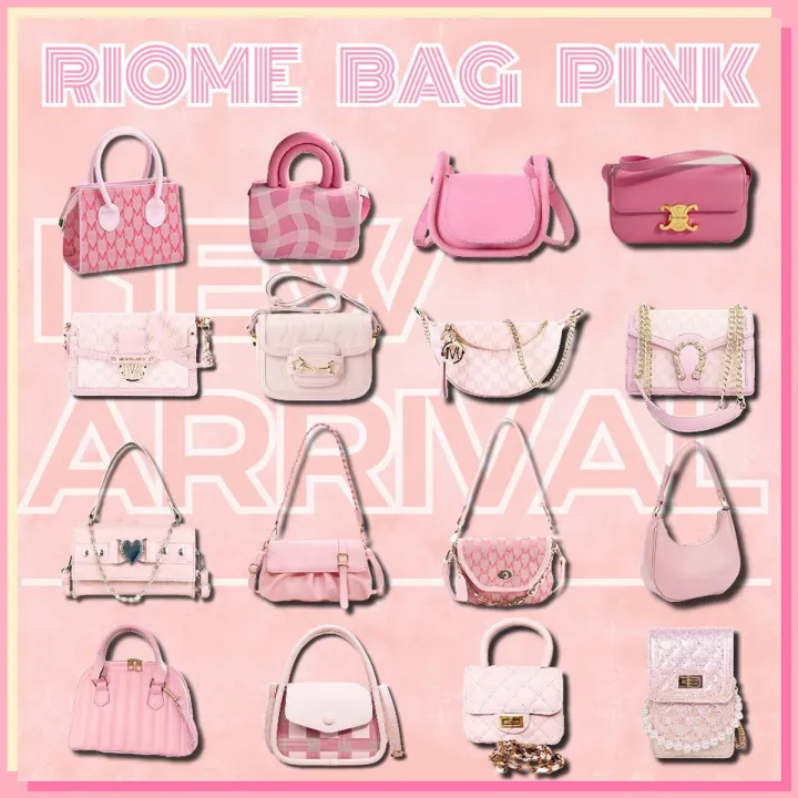 Pink Women Bag Princess Pu Summer Messenger Bag Checker armpit French bread Popular flower bag Chain Girl Student temperament messenger bag