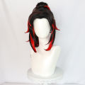 RANYU Synthetic Women and Men Tsugikuni Yoriichi Wigs Long Black Red Mix Anime Cosplay Hair Heat Resistant Wig for Party.