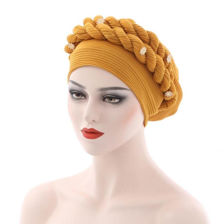 【Alien Alien】 2023 Turban Cap Beautiful Ladies Flower Brimless Twist Head Wrap for Party Beanie Headwrap Women Hat