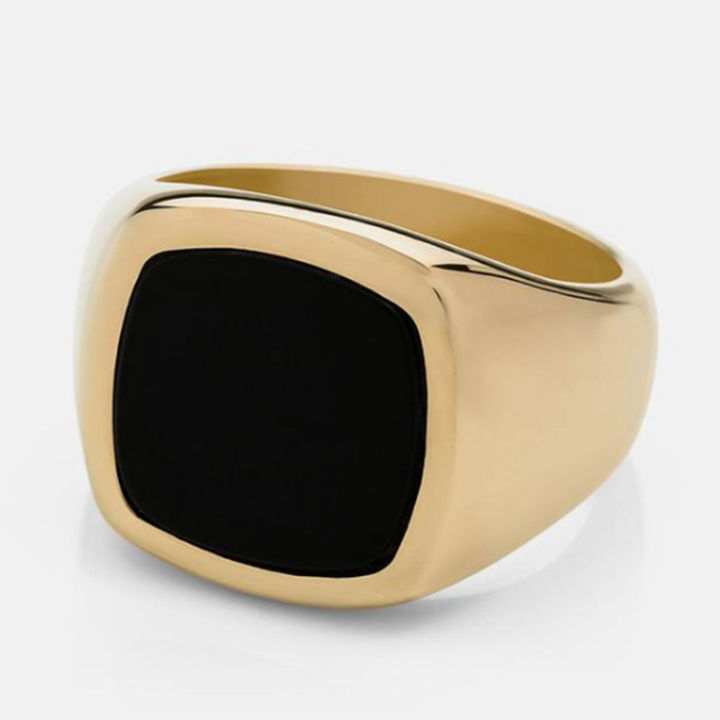 Square Black Onyx Stone Vitaly Tide Men's Index Finger Ring