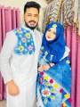 Ready Made Hand Paint Half Silk Sharee and Half Silk Panjabi For Combo Couple Dress. 