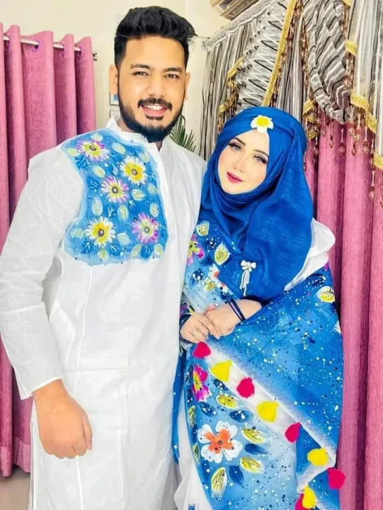 Ready%20Made%20Hand%20Paint%20Half%20Silk%20Sharee%20and%20Half%20Silk%20Panjabi%20For%20Combo%20Couple%20Dress%20-%20Image%207
