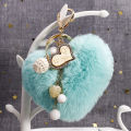 Plush Heart Shape Pendant Keychain Car Key Ring Holder Bag Pouch Hanging Decor. 