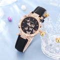 Functional Water-resistant 6Pcs Quartz Watches for Girls with Simple and Stylish Design Cute and Luxury Black Magnetic Ladies Wrist Watch. 