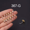 1PCS Crystal Flower Nose Stud L Shape Stainless Steel Cz Heart Nose Ring And Stud Butterfly Nose Ring Real Piercing Jewelry Lot. 