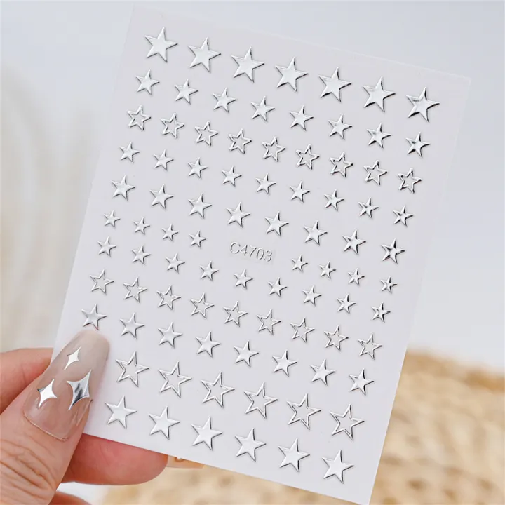 5pcs%203D%20Ranbom%20Mix%20Shape%20Silver%20Nail%20Nail%20Art%20Decoration%20Stickers%20Luxury%20Kawaii%20Star%20Series%20Sliders%20Decals%20Nail%20Accessories%20DIY%20-%20Image%205