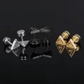 【KuaKe Mall】Qingwen Men's Titanium Steel Triangle Screw for men set ear piercing Stainless steel cool hypoallergenic iareng for men kpop round airing hikaw for boys silver for men on sale. 