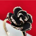 J622 Yiwu factory direct sales South Korea imported jewelry diamond black rose open ring wholesale wholesale. 