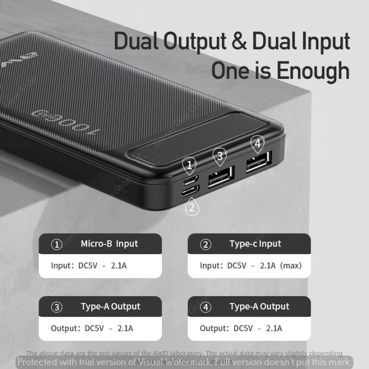 AWEI%20P5K%20Portable%20Power%20Bank%2010000mAh%20Power%20bank%20Dual%20USB%20A%20Type%20c%20Micro%20Dual%20input%20Fast%20Charge%20-%20Image%207