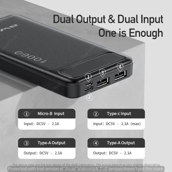 AWEI%20P5K%20Portable%20Power%20Bank%2010000mAh%20Power%20bank%20Dual%20USB%20A%20Type%20c%20Micro%20Dual%20input%20Fast%20Charge%20-%20Image%207