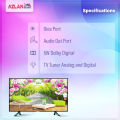 Azlan tv 24 '' Double Glass Led Tv 4K Video 4K Supported Basic Tv. 