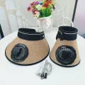 Breathable Comfortable Summer Hat Foldable Sun Hat with Rechargeable Fan Stylish Headband Design for Men Women 360 Degree Rotating Fan Perfect for Summers Fan Hat with Headband Design. 