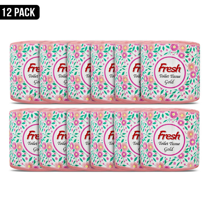 Fresh Toilet Tissue Paper (Gold) - 12 Pack