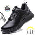 Insulation 6KV Black Leather Work Safety Shoes For Men Anti Smashing Steel Toe Cap Boots Non-slip Indestructible Male Footwear BunnyGarden. 