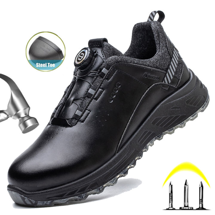 Insulation 6KV Black Leather Work Safety Shoes For Men Anti Smashing Steel Toe Cap Boots Non-slip Indestructible Male Footwear BunnyGarden