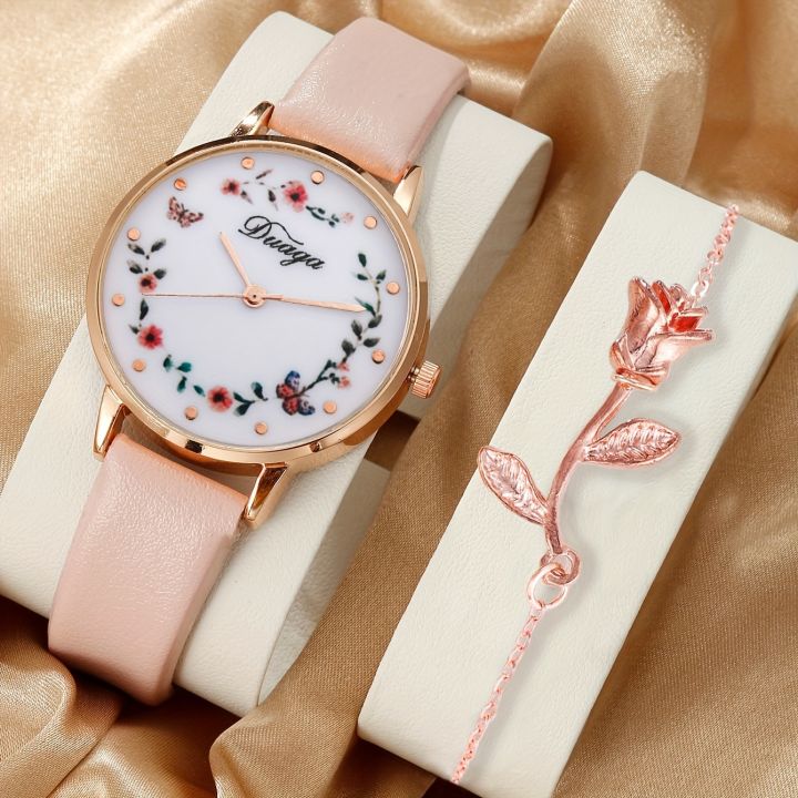 2pcs/set%20Women's%20Watch%20Butterfly%20Fashion%20Quartz%20Watch%20Analog%20PU%20Leather%20Wrist%20Watch%20&%20Rose%20Flower%20Bracelet,%20Valentines%20Gift%20For%20Her%20-%20Image%202