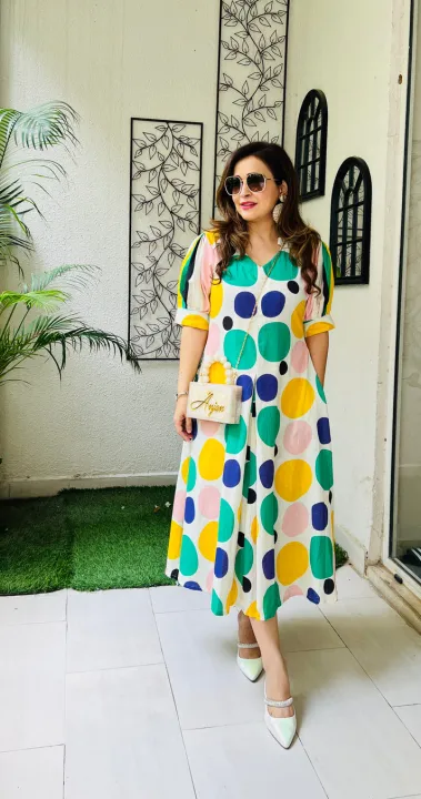 New%20Design%20Full%20Stitched%20Multicolor%20Ball%20Printed%20Collar%20Gown%20One%20Piece%20For%20Women%20/%20Girls%20By%20Classical%20Mart%20-%20Image%202
