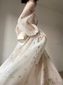 French Elegant Floral Midi Dress Chiffon Long Sleeve Evening Party Dress Woman Beach Fairy One Piece Dress Korean 2023 Summer. 