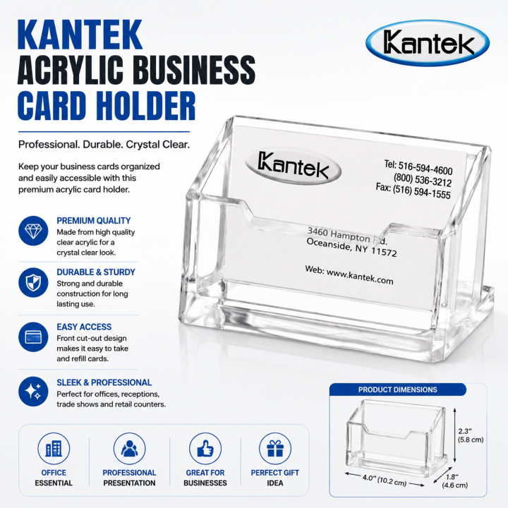 Elegant Clear Acrylic Business Card Holder Stand Office Desk Organizer
