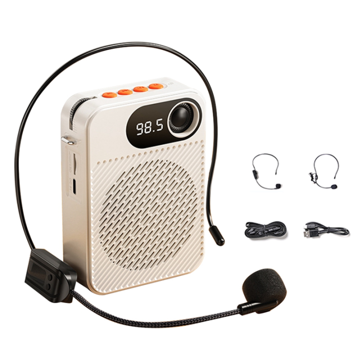 Voice Amplifier, Portable Microphone Speaker, Wireless Microphone, Headset Microphone Amplifier for Meeting Guides Easy to Use White