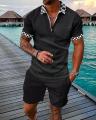 2023 Summer New Sports Suit Men 3d Printed Casual Short Sleeve T Shirt Men's Lapel Zip Polo Shirt Men's Clothing Tracksuit. 