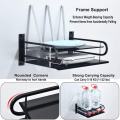 Black Metal Wireless Wifi Router Storage Box / TV Set Box Shelf Wall Hanging Plug Board Bracket Cable Storage Organizer. 
