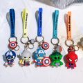 Disney Marvel Superhero PVC Keychain Cartoon Spiderman Hulk Thor Keyrings Cute Captain America Iron Man Keyholder Avengers Gift. 