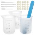 Silicone Measuring Cups Kit with Silicone Popsicle Stir Stick, Pipettes, Finger Cots for Epoxy Resin Mixing, Molds. 