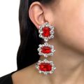 Jewelry set with high-end red fashion bride's wedding rhinestone necklace pendant earrings runway accessories. 