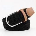 Black Female Casual Knitted Pin Buckle Men Belt Woven Canvas Elastic Expandable Braided Stretch Belts for Women Jeans Belts Belt. 