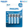 Philips LR6E4B/10 AA Ultra Alkaline Battery Bundle of 4 Piece.