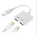 Dual Lightning Audio & Charge Adapter, 2 in 1 iPhone Headphones Adapter 4 in 1 Charge + Call + Audio + Volume Control Converter Cable Compatible For iPhone 12 Pro Max / 11 Pro Max /SE/ XS / XR / X / 8 7 / J-008. 