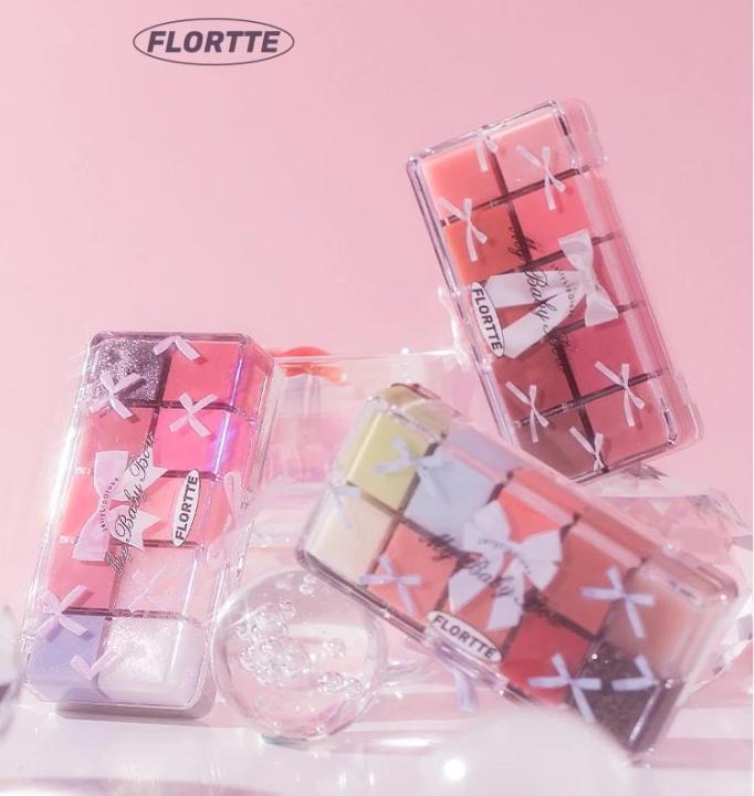 FLORTTE My Baby Bow 10-color jell ylip gloss palette lipstick lip glaze