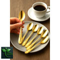 Luxury Gold Color 6 Piece Tablespoon Stainless Steel Spoon Set - Elegant And Durable Cutlery Set.