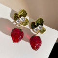 1Pair Fashion Elegant Strawberry Earrings Delicate Light Luxury Stud Earrings For Women Girls Versatile Jewelry Accessories Runrui.
